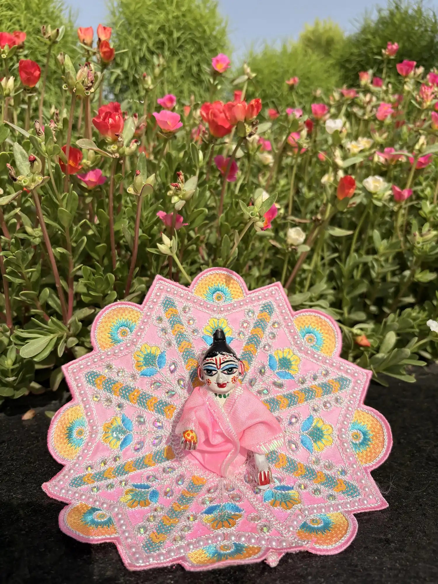 Size 4 -  Fancy Laddu Gopal Poshak Pink Peacock Design