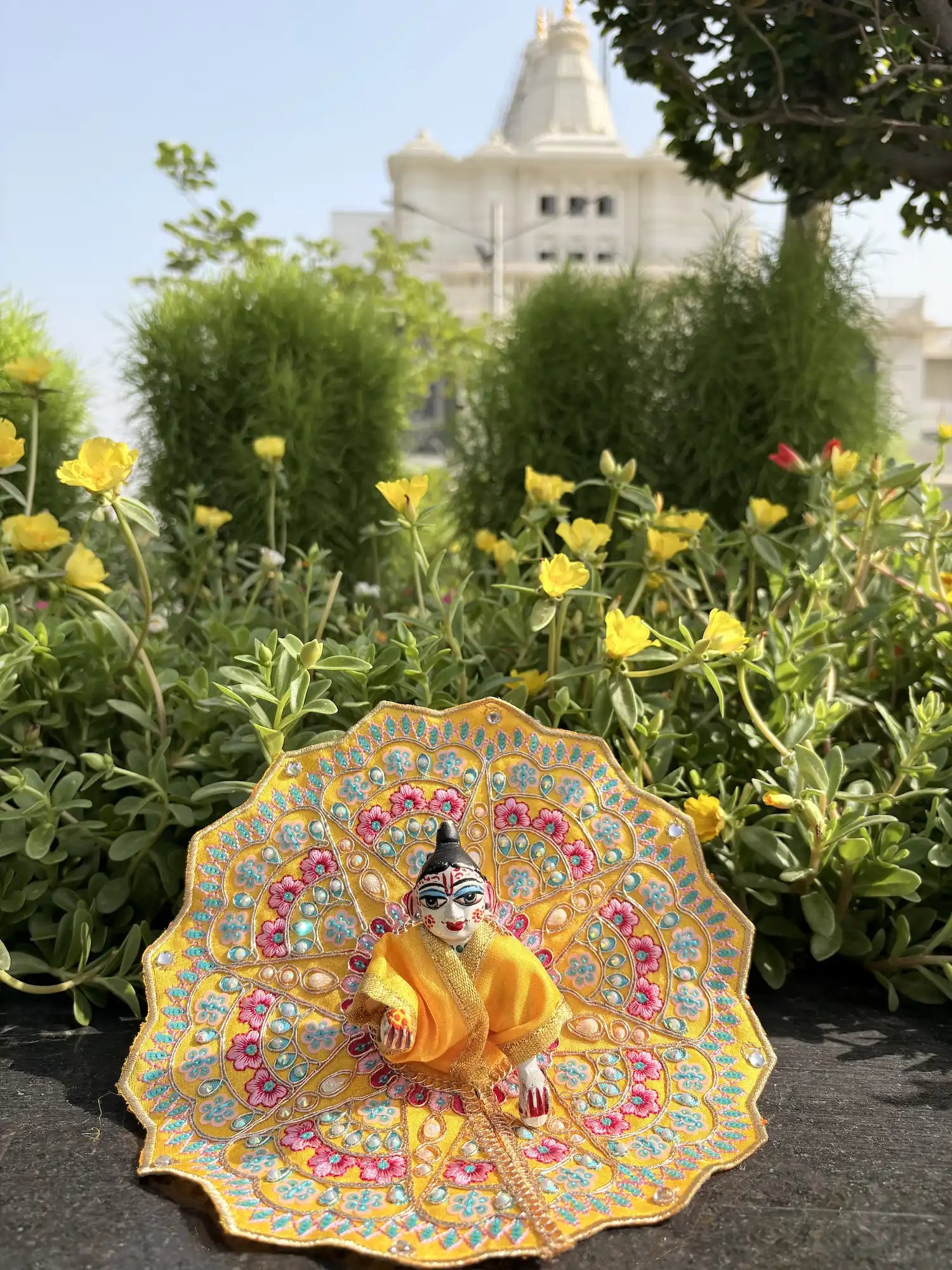Size 4 - Fancy Laddu Gopal Poshak Sunshine Yellow Floral Design