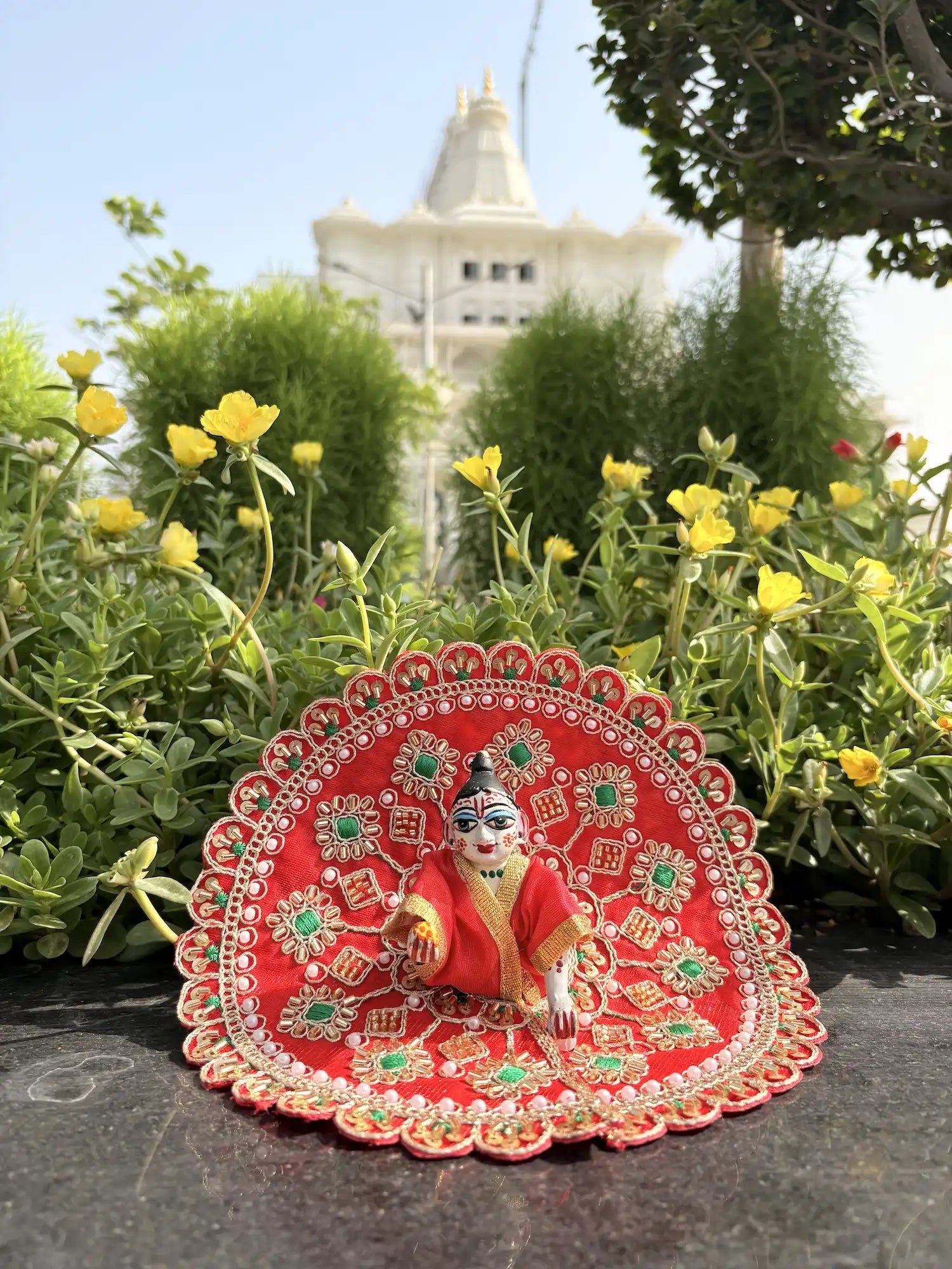 Size 4 -  Fancy Heavy Laddu Gopal Poshak – Royal Red with Pearl Embroidery