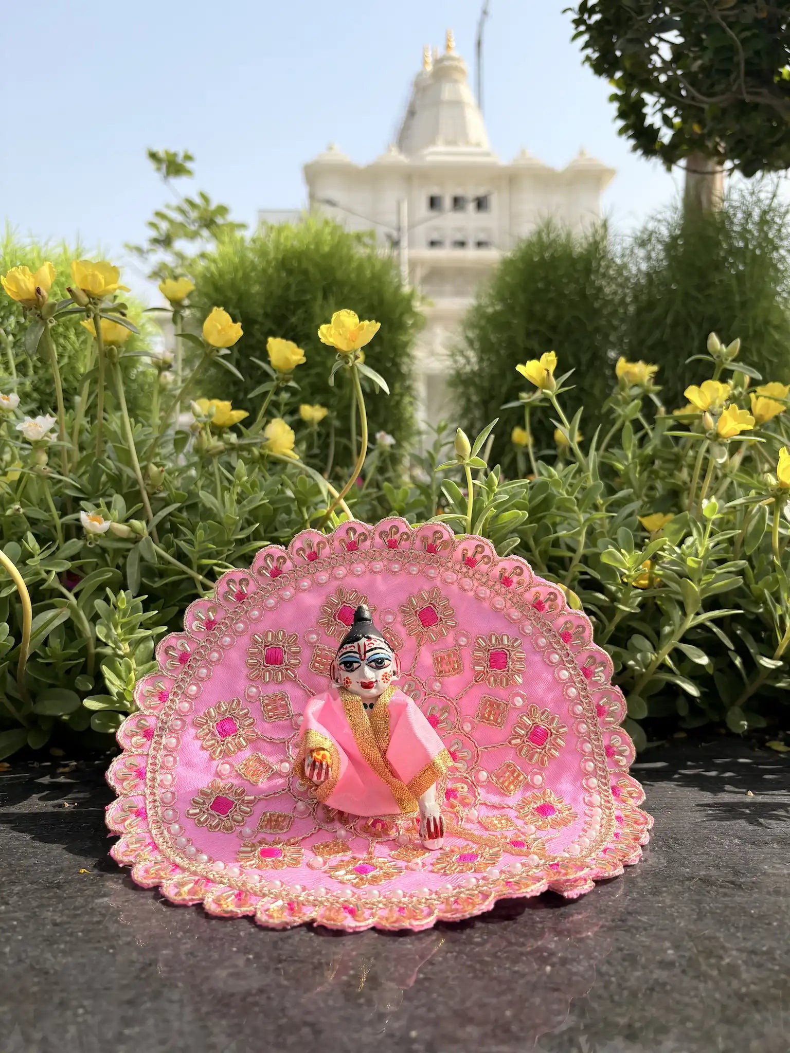 Size 4 - Heavy Fancy Laddu Gopal Poshak – Baby Pink with Golden & Magenta Detailing