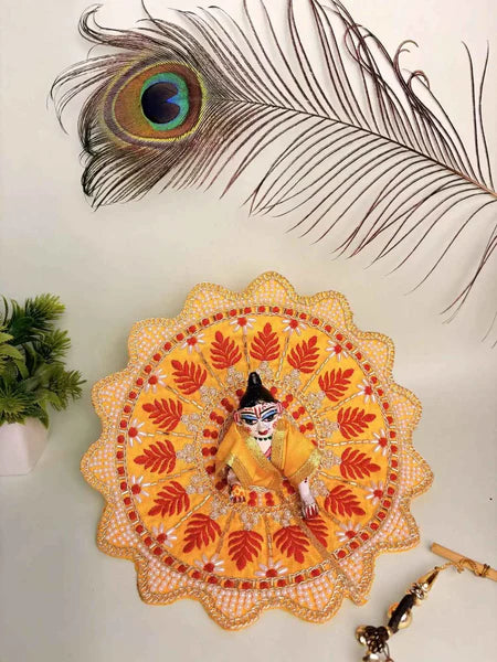 Leaf Pattern Laddu Gopal Fancy Dress for Divine Celebrations