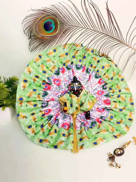 Morpankh Print Dress for Laddu Gopal - Elegant Traditional Attire