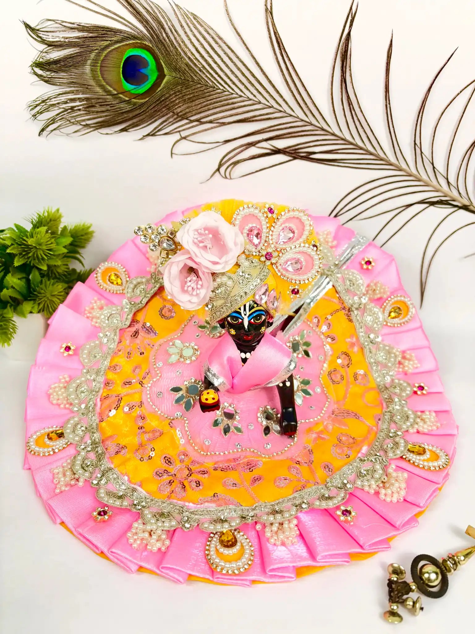 Sunshine Blossom Laddu Gopal Poshak with Pagdi & Mala
