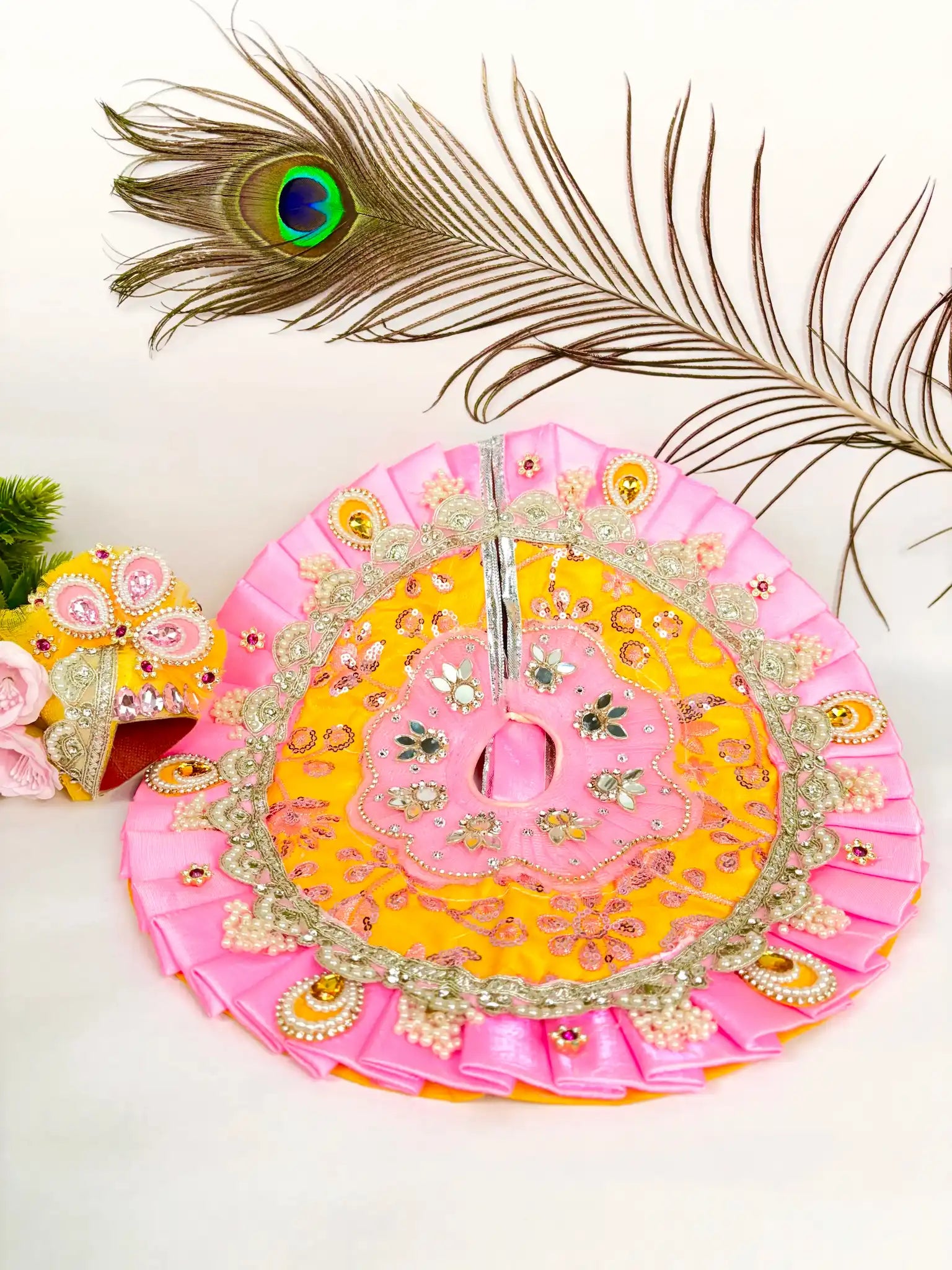 Sunshine Blossom Laddu Gopal Poshak with Pagdi & Mala