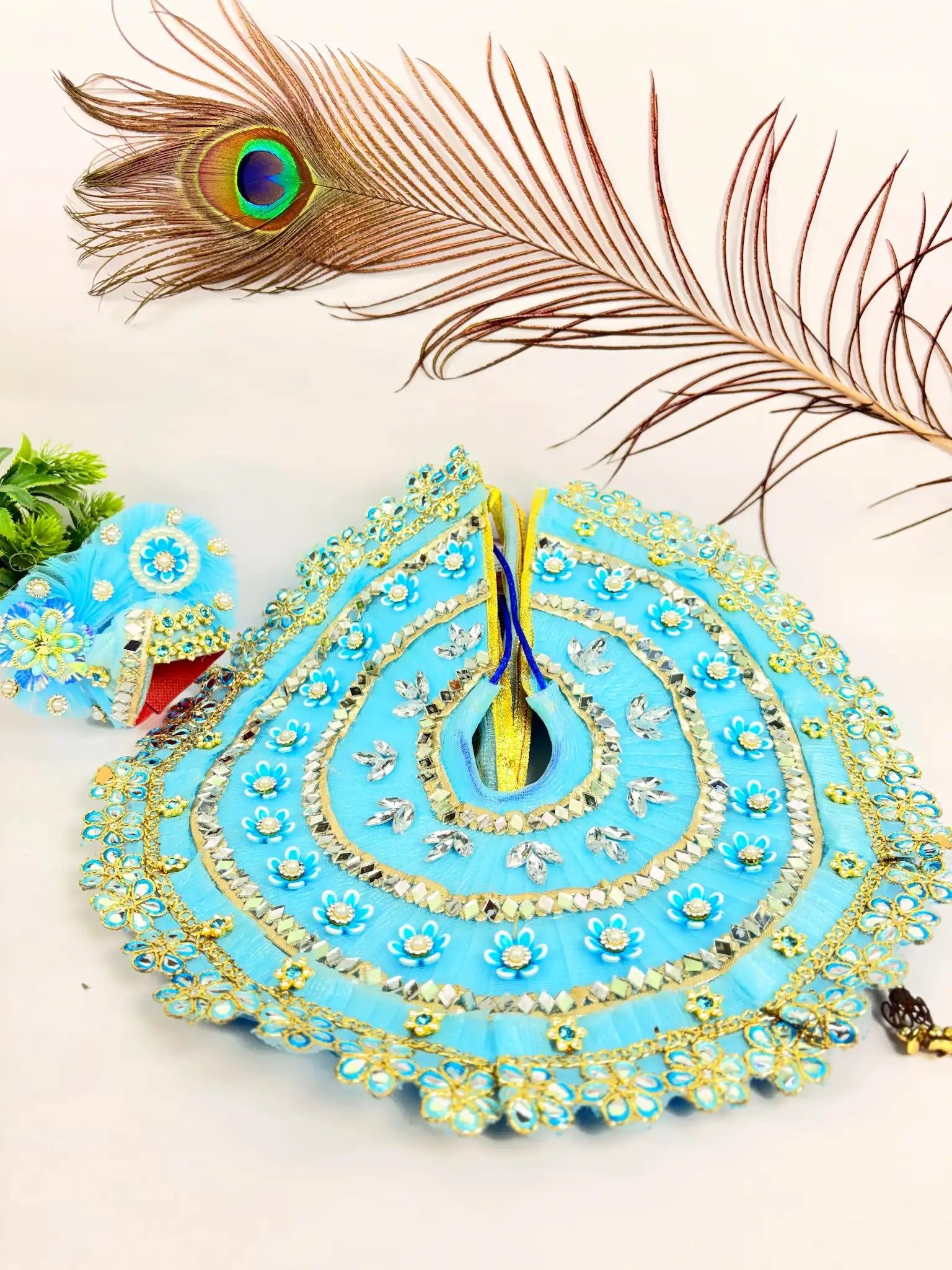 Heavy Blue Laddu Gopal Poshak with Pagdi & Mala