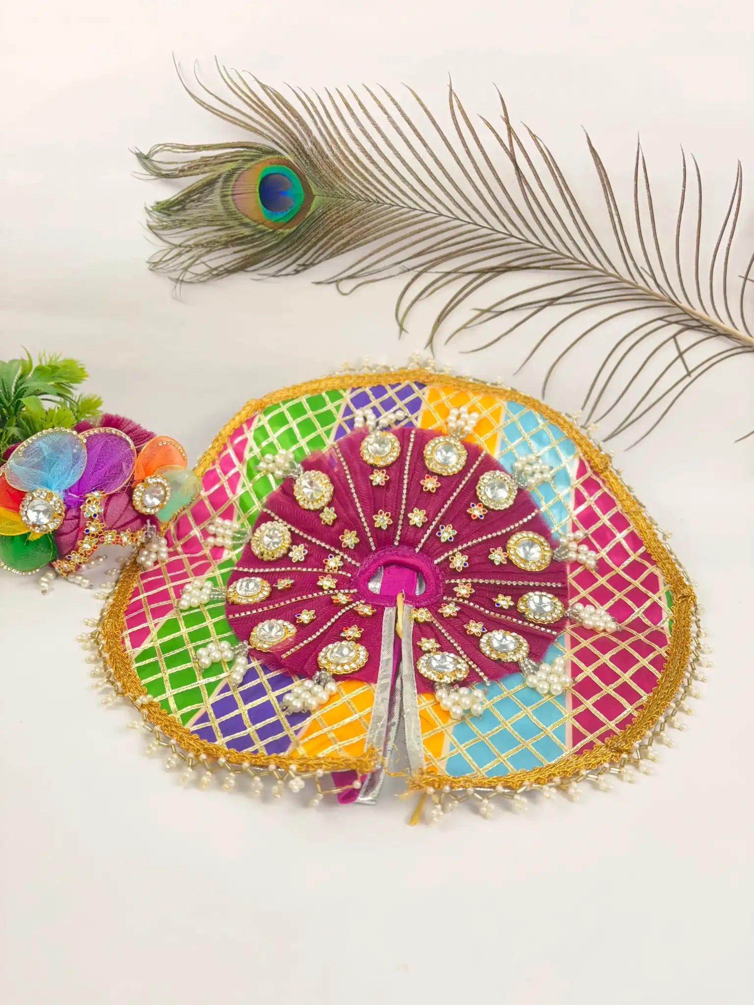 Rainbow Royal Laddu Gopal Poshak with Pagdi & Mala