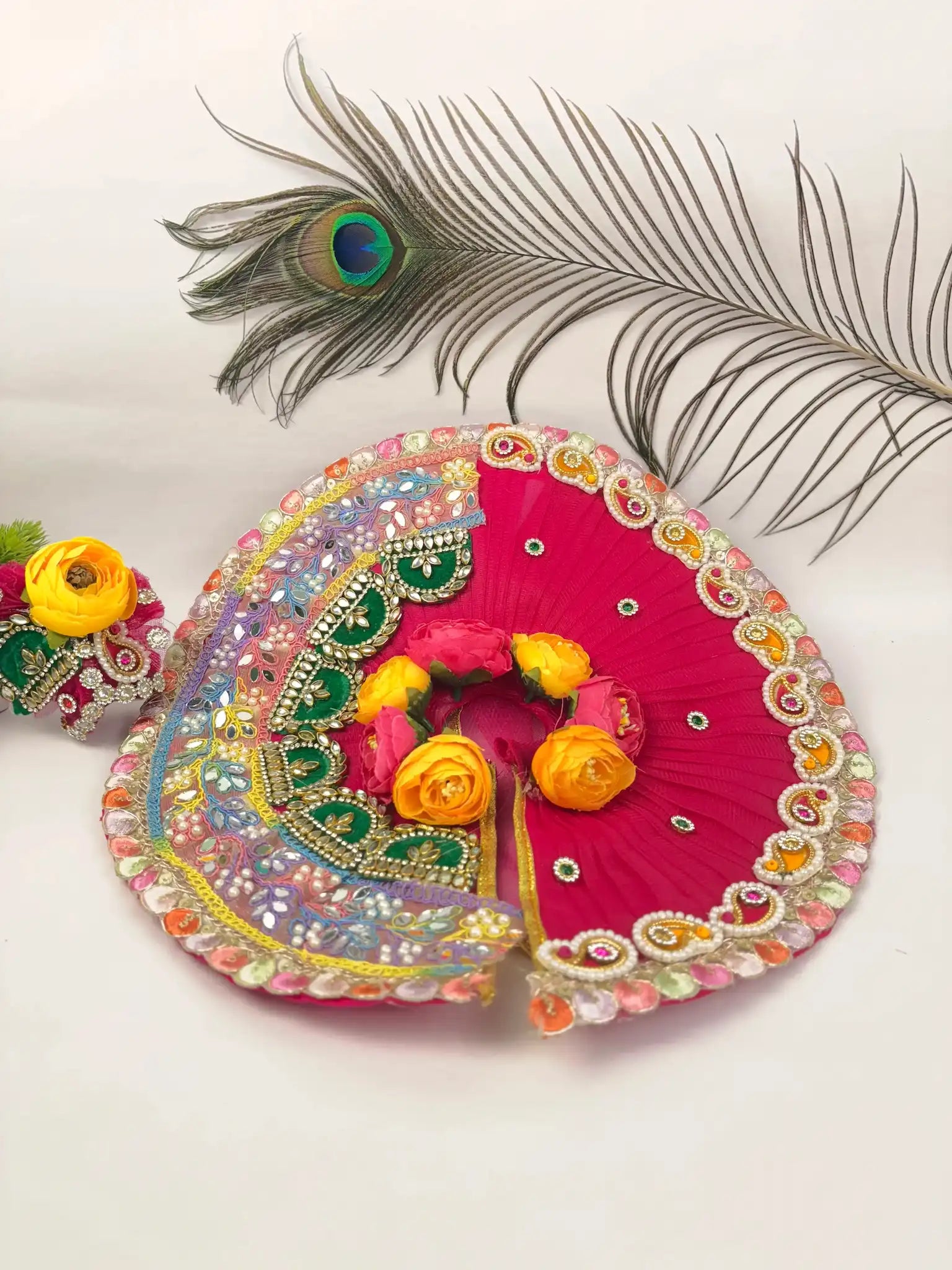 Royal Red Laddu Gopal Poshak with Multicolor Embroidery