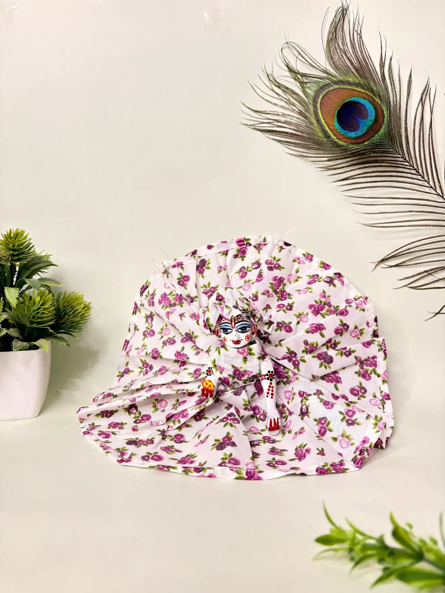 Cotton Floral Poshak for Laddu Gopal Ji – Soft & Elegant Daily Wear