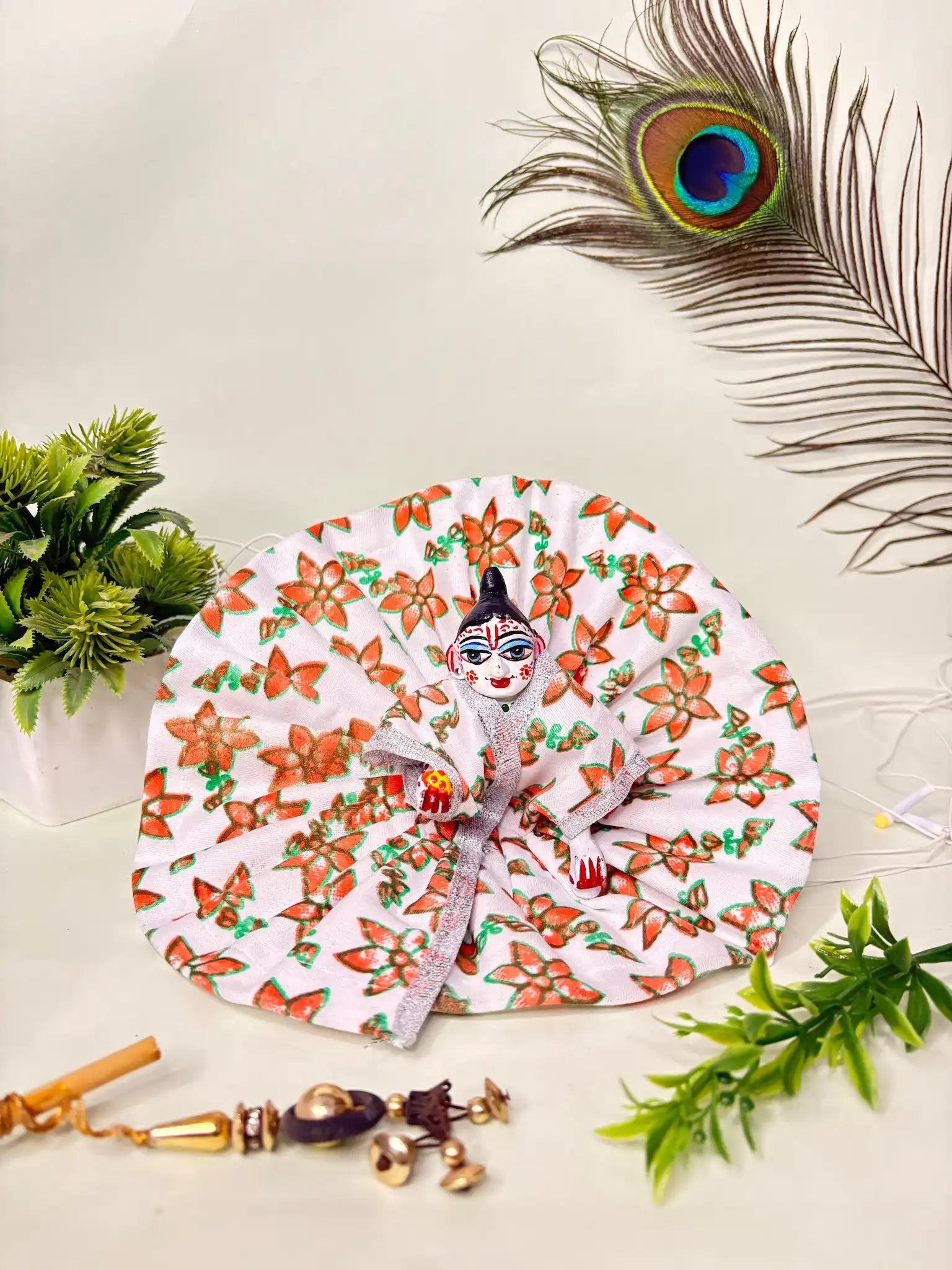 Cotton Floral Poshak for Thakur Ji – Lightweight & Devotional Wear