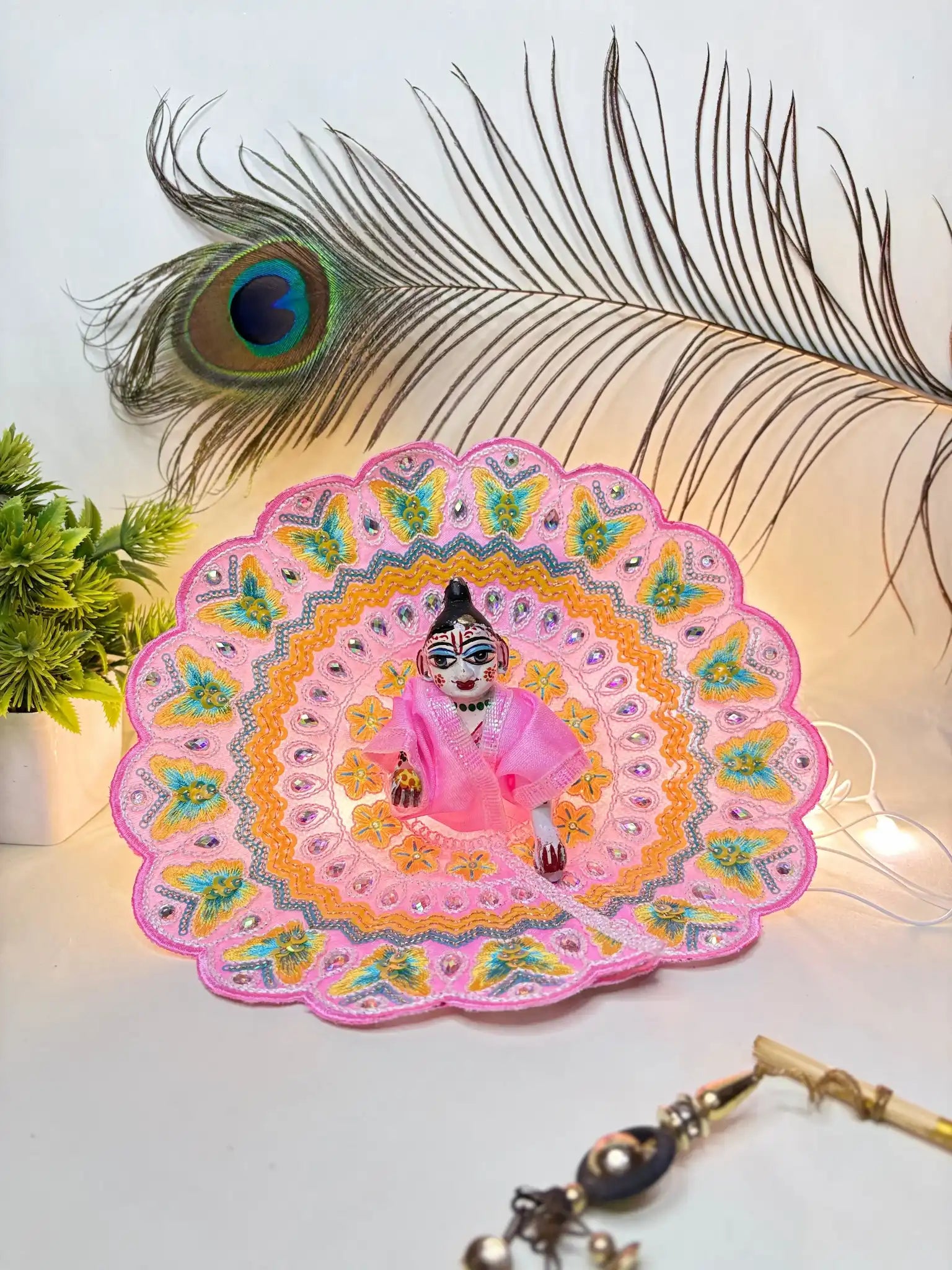 Size 4 - Baby Pink & Orange Butterfly Designer Poshak